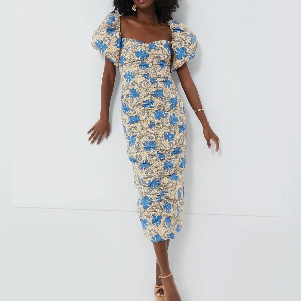 RHODE Beige Mosaic bloom Tessa dress size 10 wore once retails $495